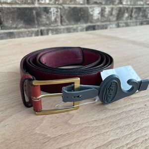 Vintage Brighton Leather‎ Belt SZ 56 burgandy cognac glazed cowhide NWT preppy